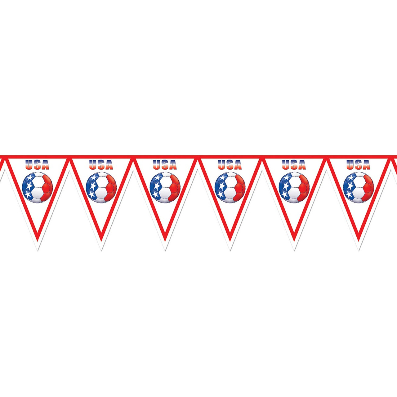 Pack Of 6 Red White Blue Usa Soccer Themed Pennant Banner