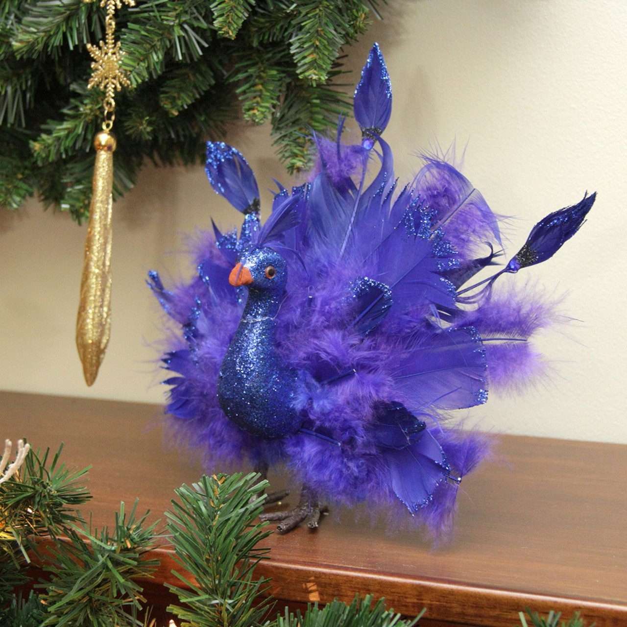 19 Peacock Christmas Ornaments Decorations Artificial Peacock Birds for  Christmas Tree and Garden Decoration 