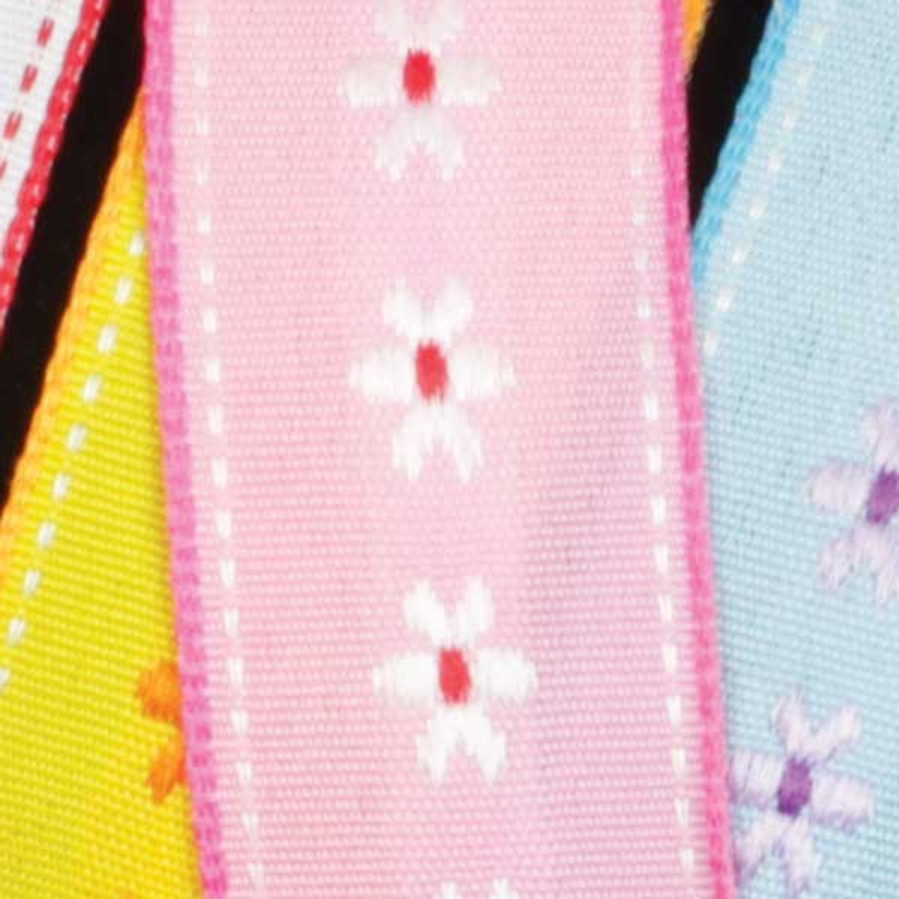 The Ribbon People Pink and Ivory Striped Woven Grosgrain Craft Ribbon 0.75  x 55 Yards