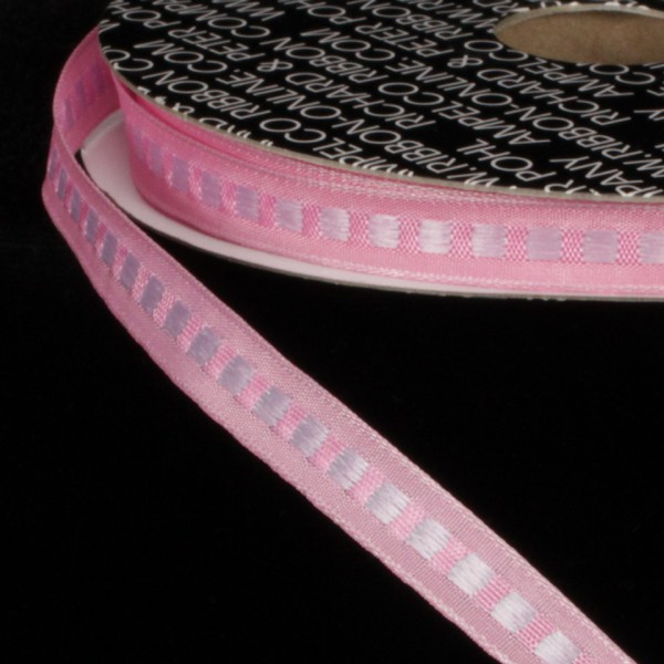 Blush Pink Mini Blocks Woven Wired Craft Ribbon 0.25