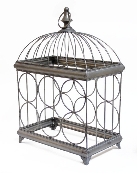 19" Rustic Metal Birdcage Wine 6Bottle Holder Storage Rack Christmas