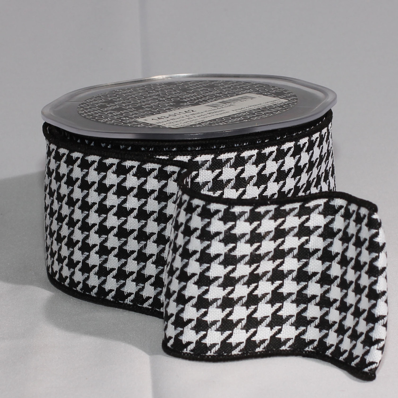 Black & White Houndstooth Wired Craft Ribbon 2.5