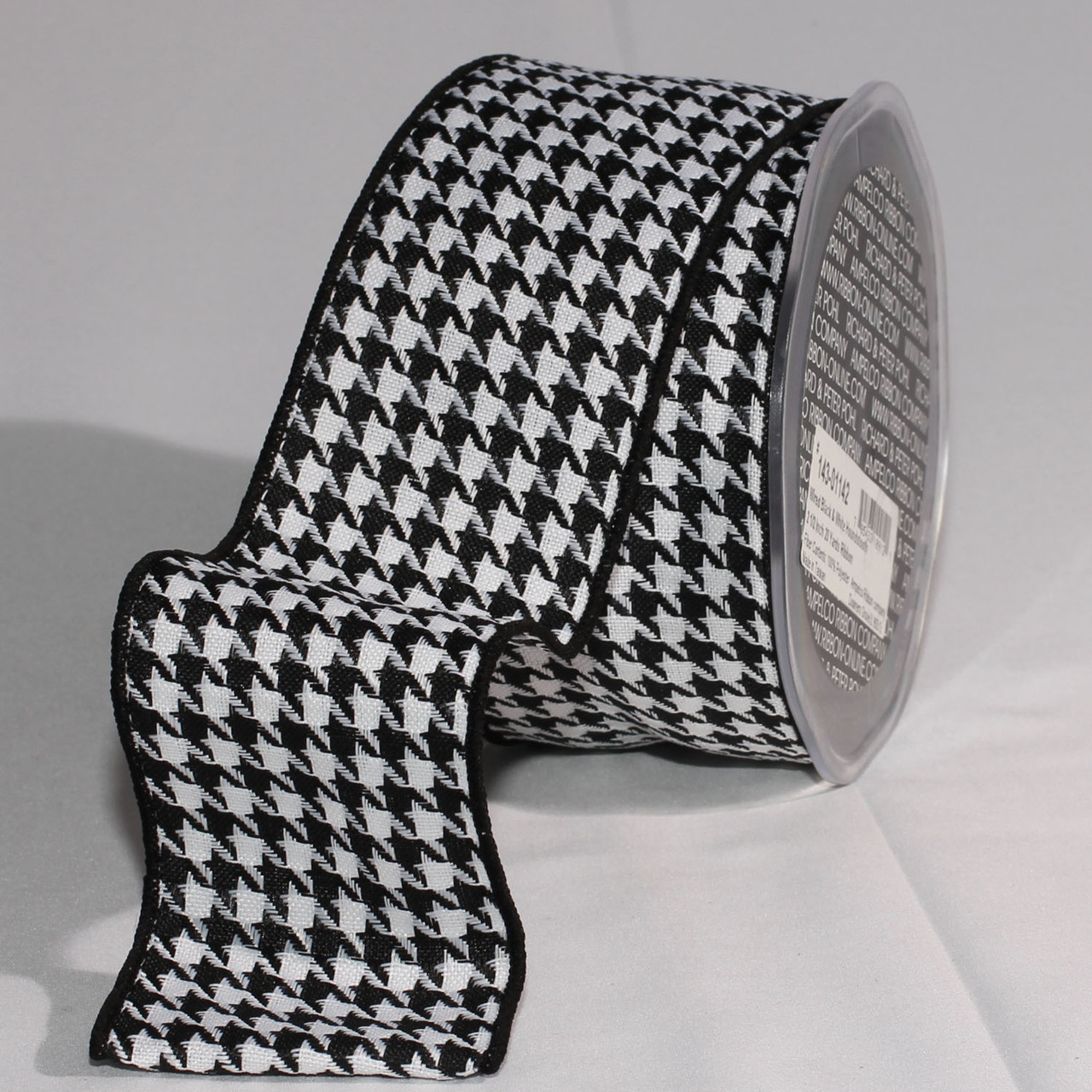 Black & White Houndstooth Wired Craft Ribbon 2.5