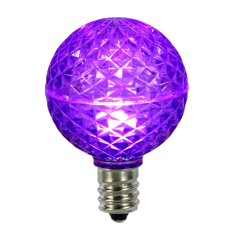 Club Pack of 25 LED G50 Purple Replacement Christmas Light Bulbs E17