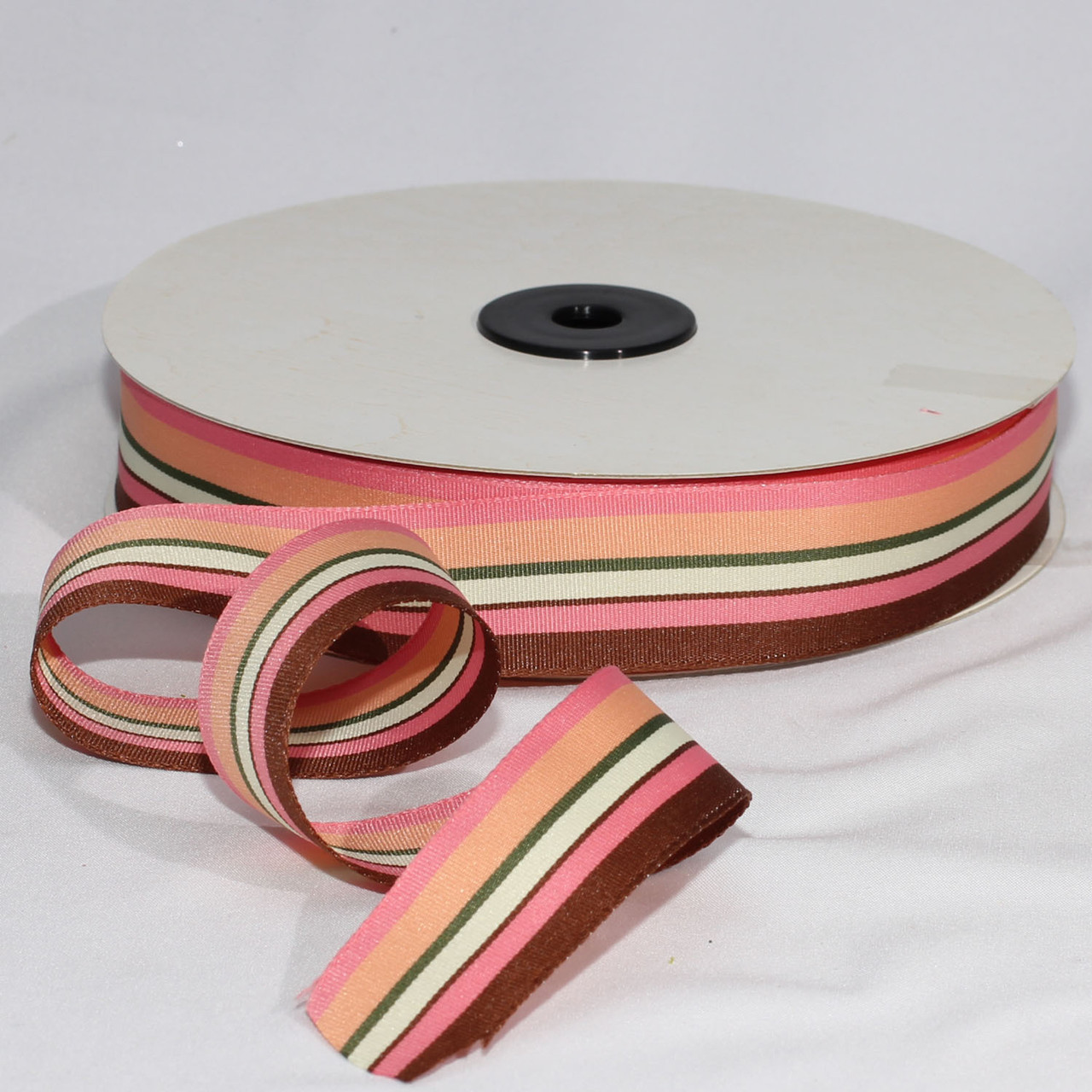 The Ribbon People Pink and White Thin Striped Wired Craft Ribbon 1.5 x 40  Yards