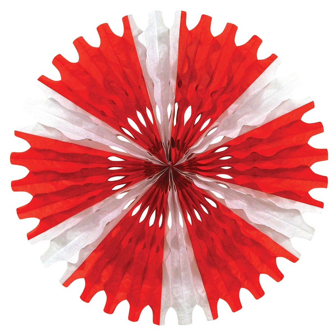 Red & White Paper Fan Decorations