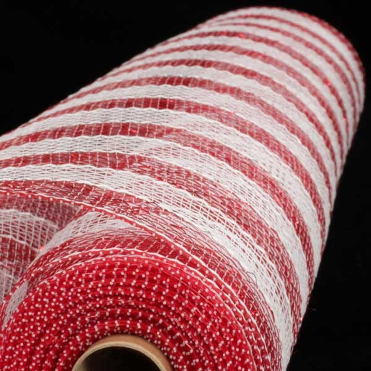 Red, White & Silver Striped Deco Mesh Craft Ribbon 21 x 20 Yards
