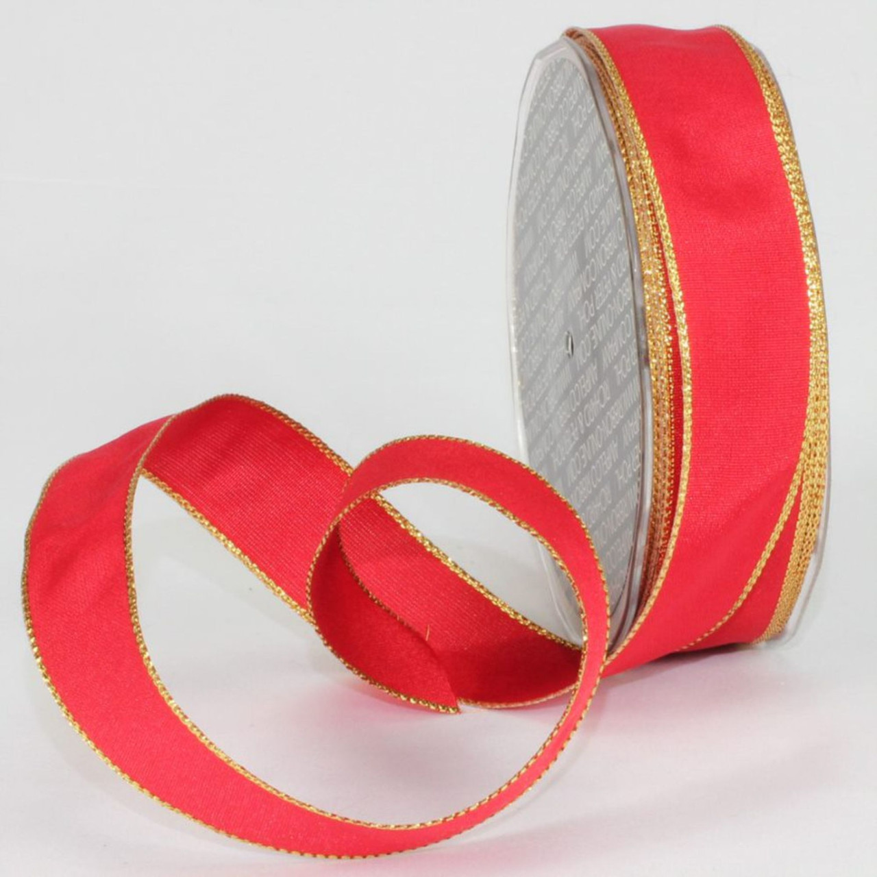Red Gold Wired Ribbon, Red Wired Ribbon, Gold Edged Wired Ribbon, 50 Yard  Wired Ribbon, Bulk Ribbon, Wreath Ribbon, Craft Ribbon 
