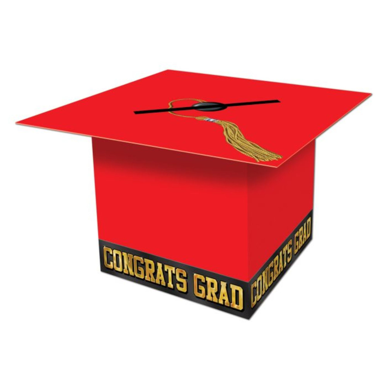 Pack of 6 Red Graduation Cap "Congrats Grad" Party Gift Card Boxes 8.5" |  Christmas Central