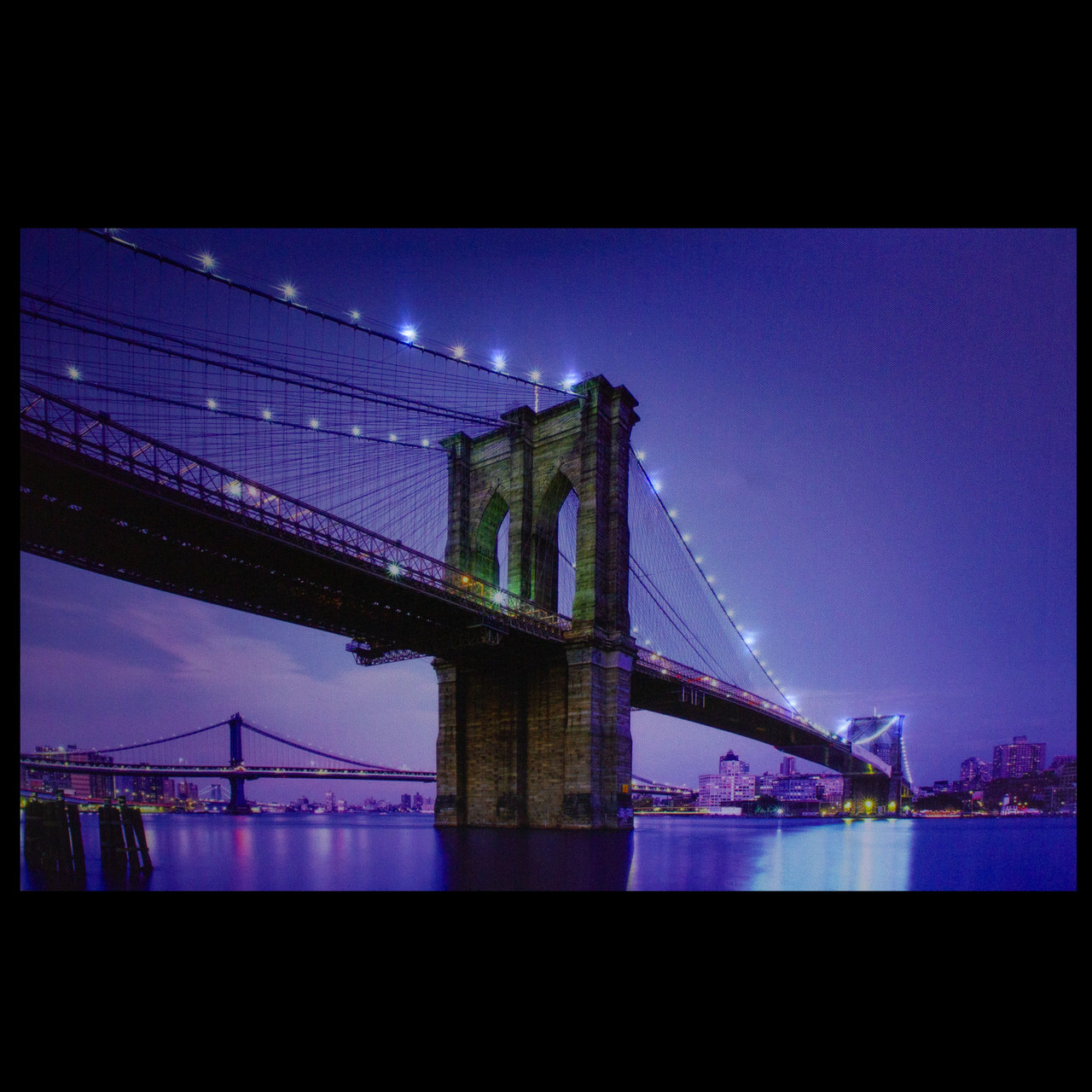 LED Lighted Famous New York City Brooklyn Bridge Canvas Wall Art