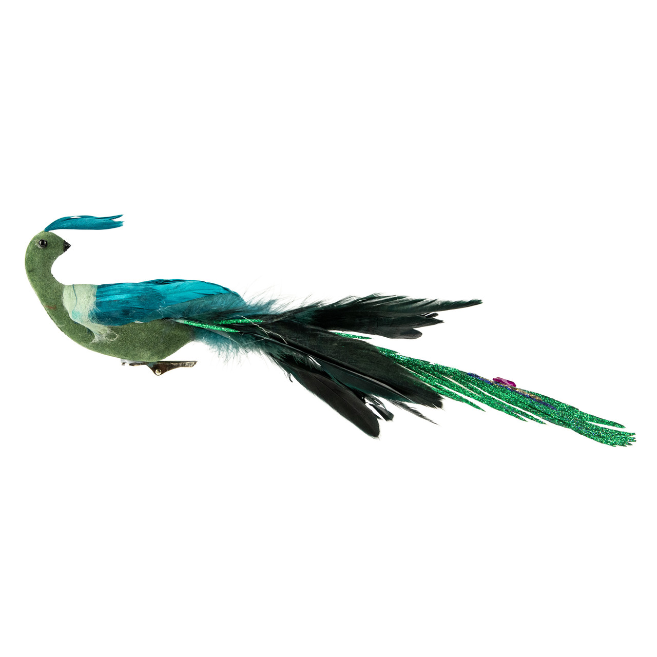 Northlight 19 Colorful Green Regal Peacock Bird with Closed Tail Feathers Christmas Decoration