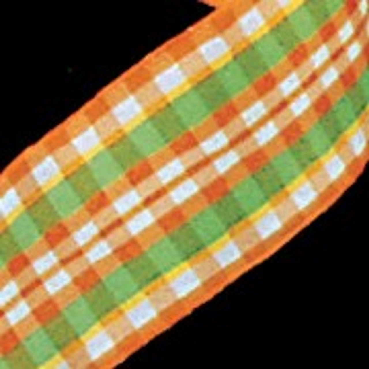 Gingham Ribbon, Black and Orange, 1 1/2 Wide, Wired Edge, 5 YARDS