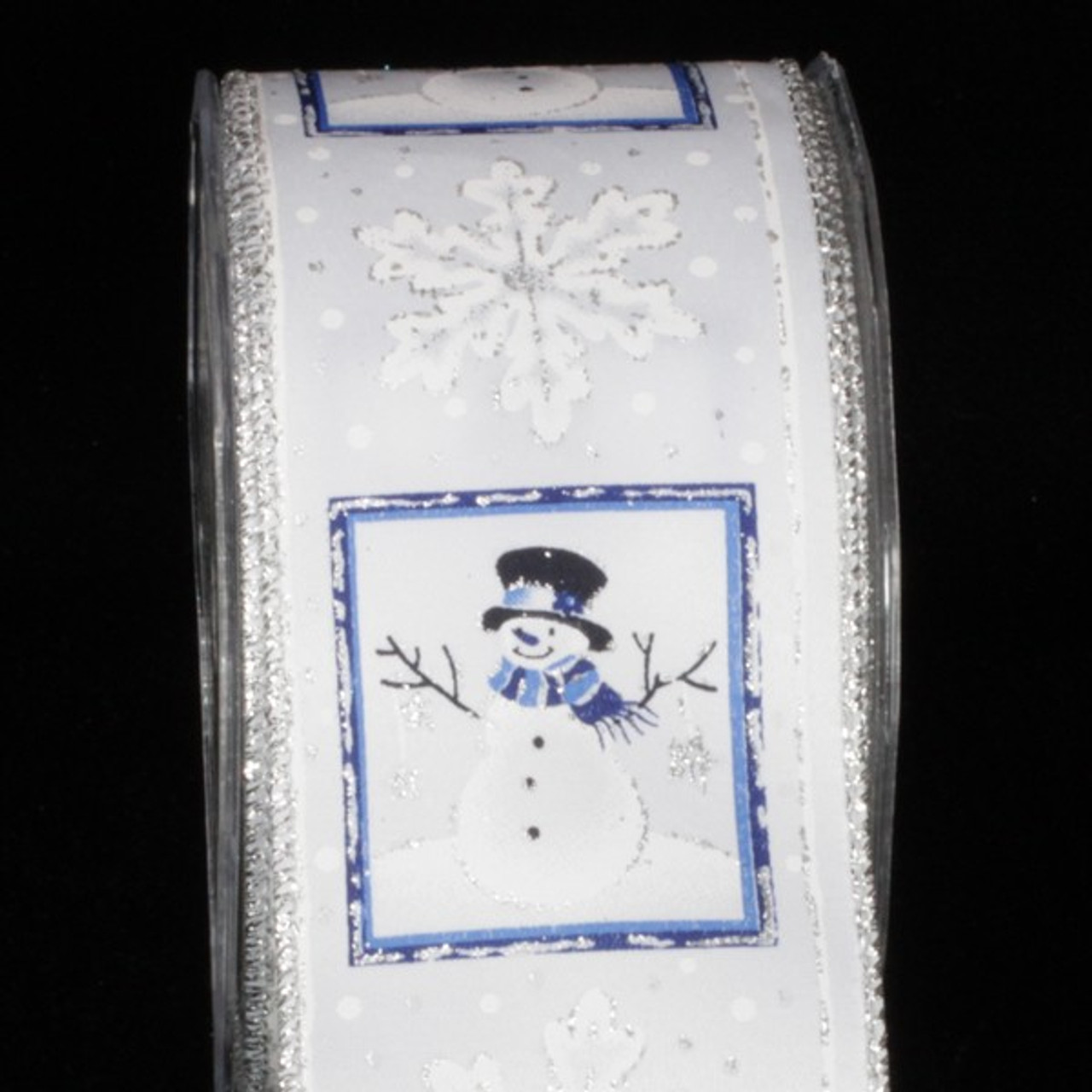 Blue & White Snowflakes Christmas Wired Craft Ribbon 2.5 x 16 Yards