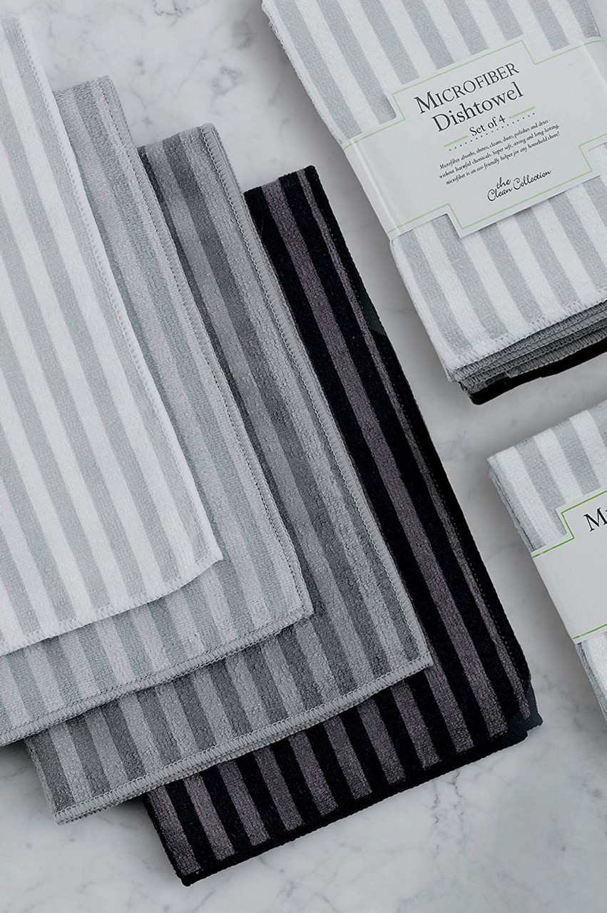 Large Kitchen Towels - Black Stripes, Set of 3