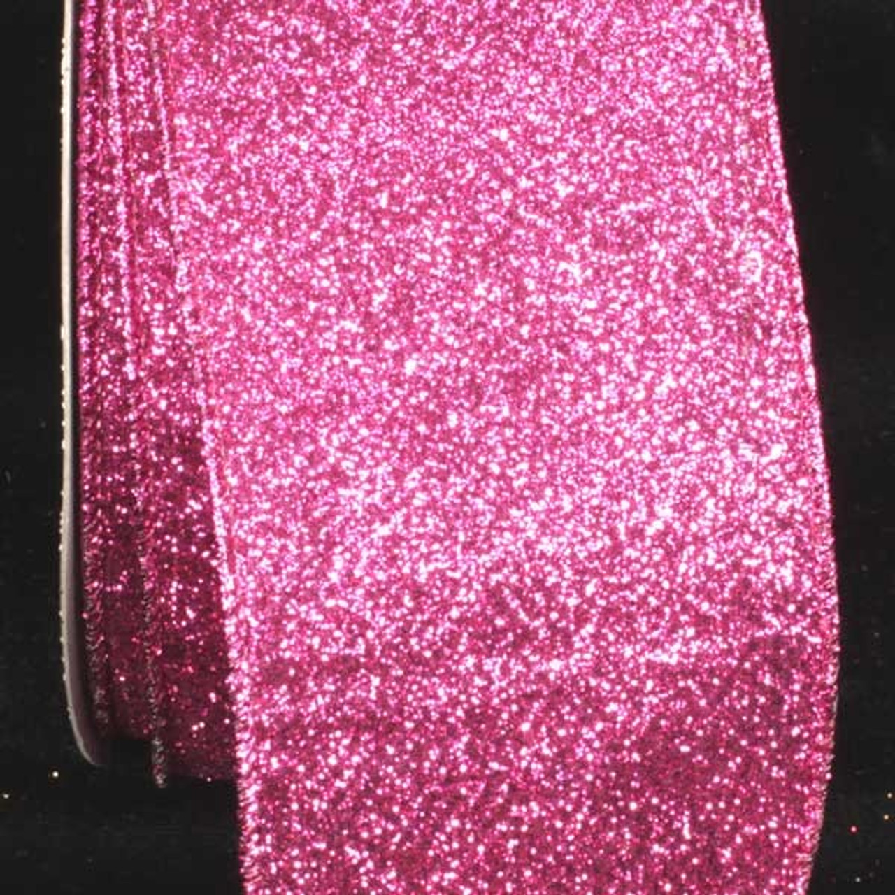 Sparkling Pink Glitter Wired Craft Ribbon 3 x 40 Yards