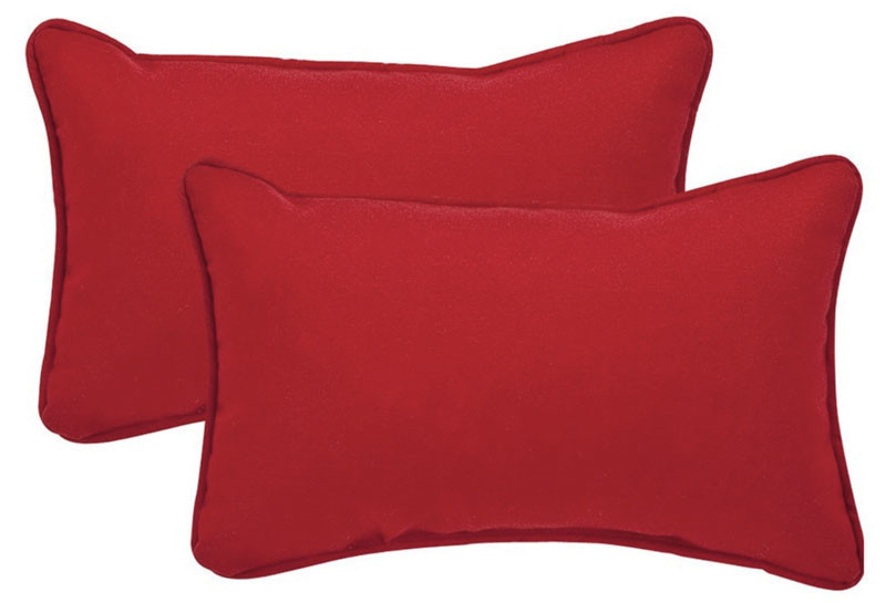 Solid Outdoor Rectangular Throw Pillows Red Set of
