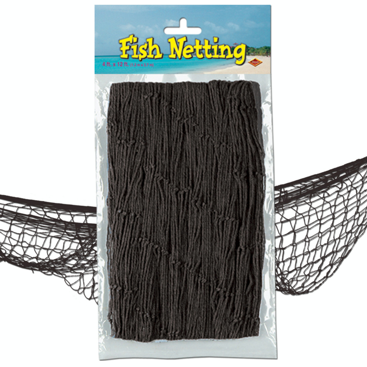 Pack of 12 Black Under the Sea Fish Netting Hanging Party Decors 12