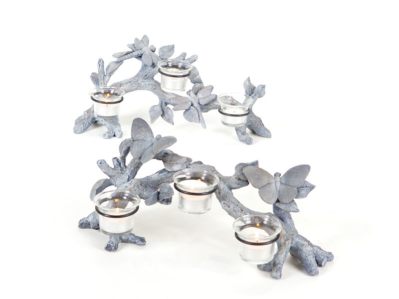 Set of 2 Garden Getaway Butterfly & Dragonfly Votive Candle Holders 14" Christmas Central