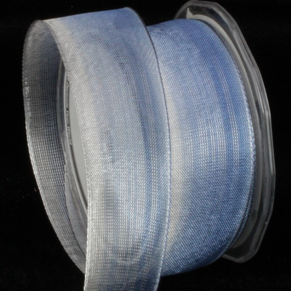 Cobalt Blue & Silver Ombre Metallic Wired Craft Ribbon 1.5