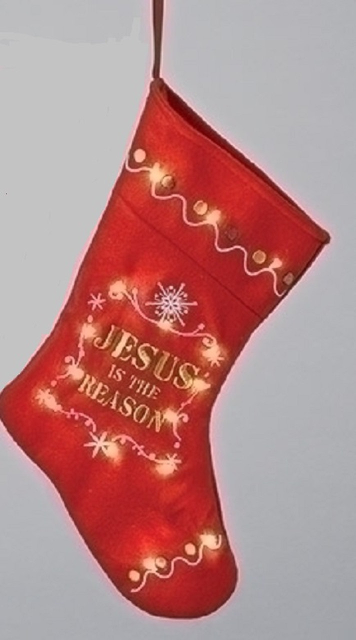 Led Lighted Jesus Is The Reason Christmas Stocking 12 5