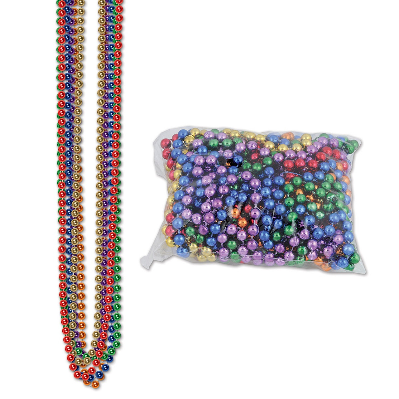 33 inch Mardi Gras Bead Necklaces - Pack of 12 (Green), Women's, Size: One size, Silver