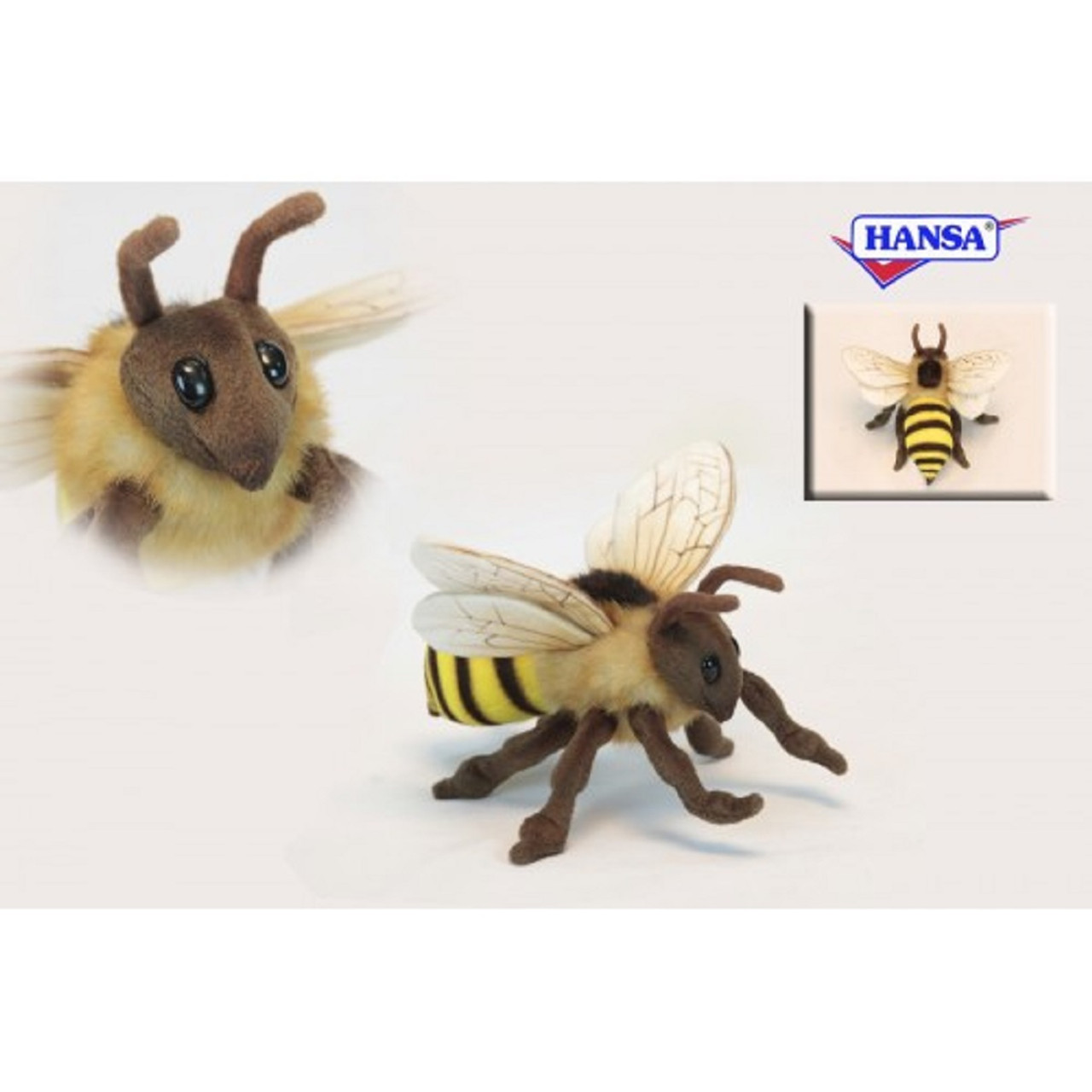 Set of 4 Brown & Yellow Handcrafted Soft Plush Honey Bee Stuffed