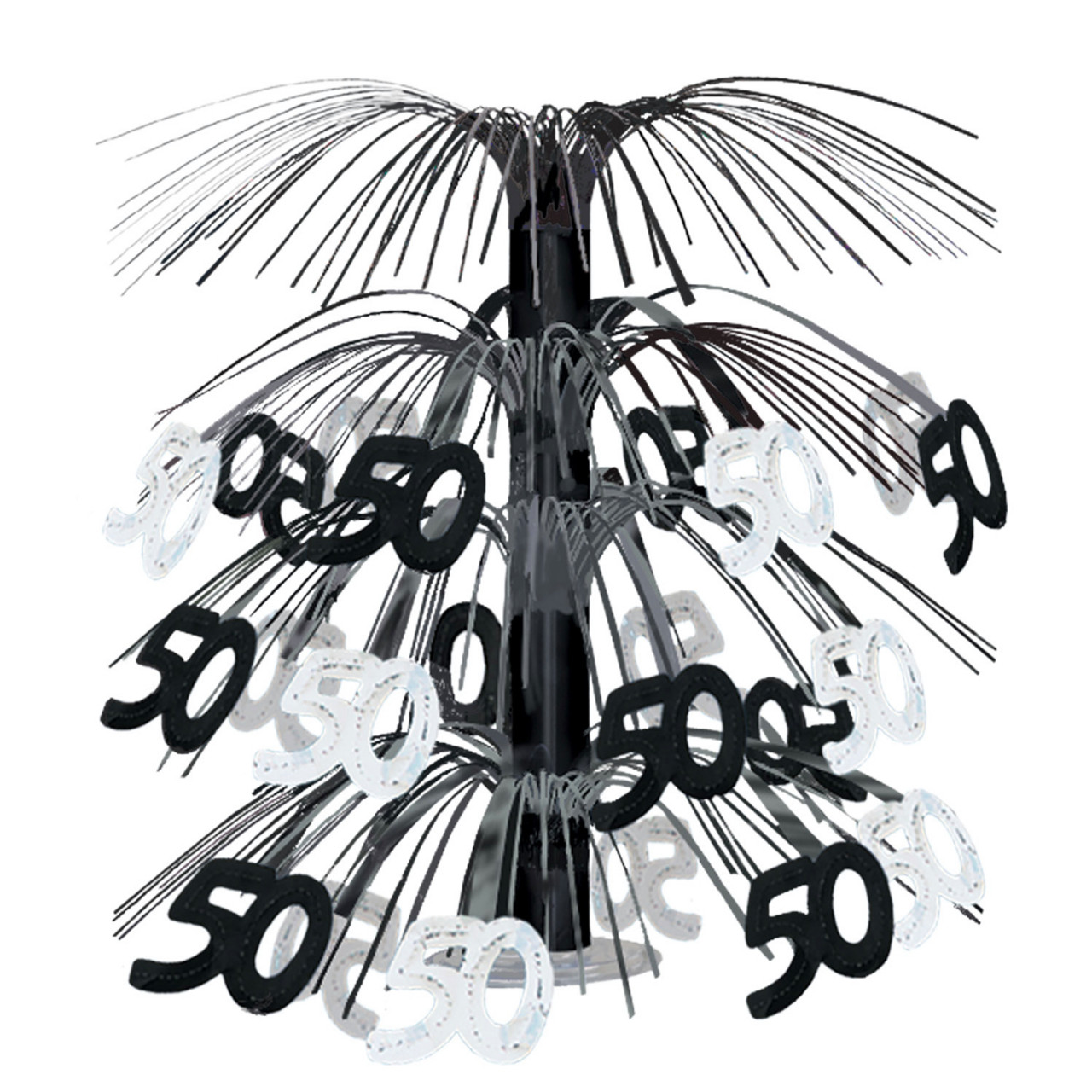 Pack Of 6 Black Silver Happy 50th Birthday Party Cascading