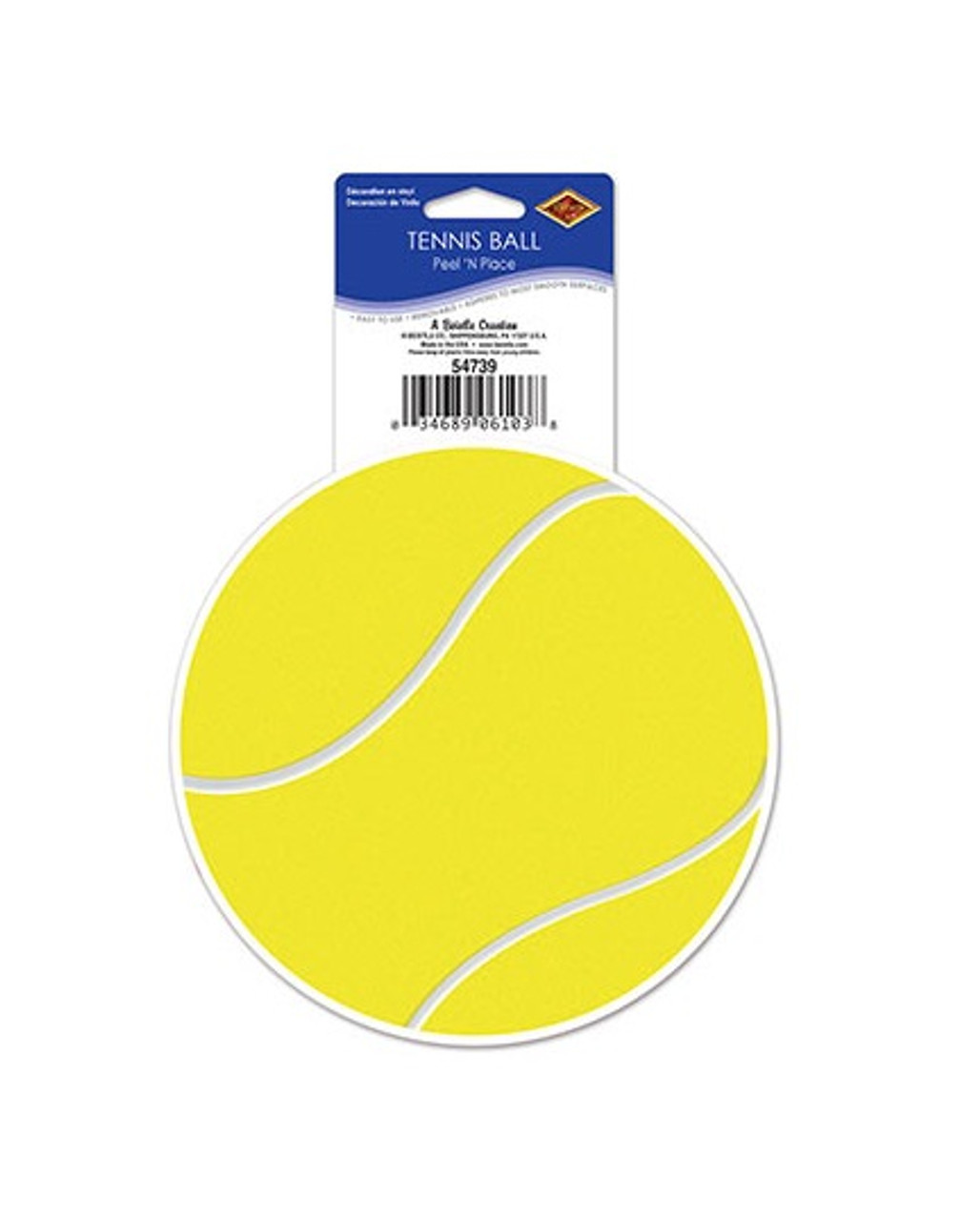 Pack Of 12 Tennis Ball Vinyl Peel N Place Party Decorations 5 25
