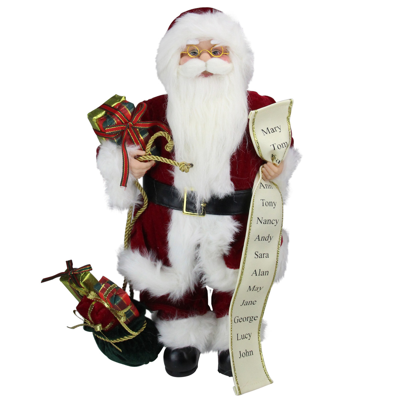 Traditional Standing Santa Claus Christmas Figure with Naughty or