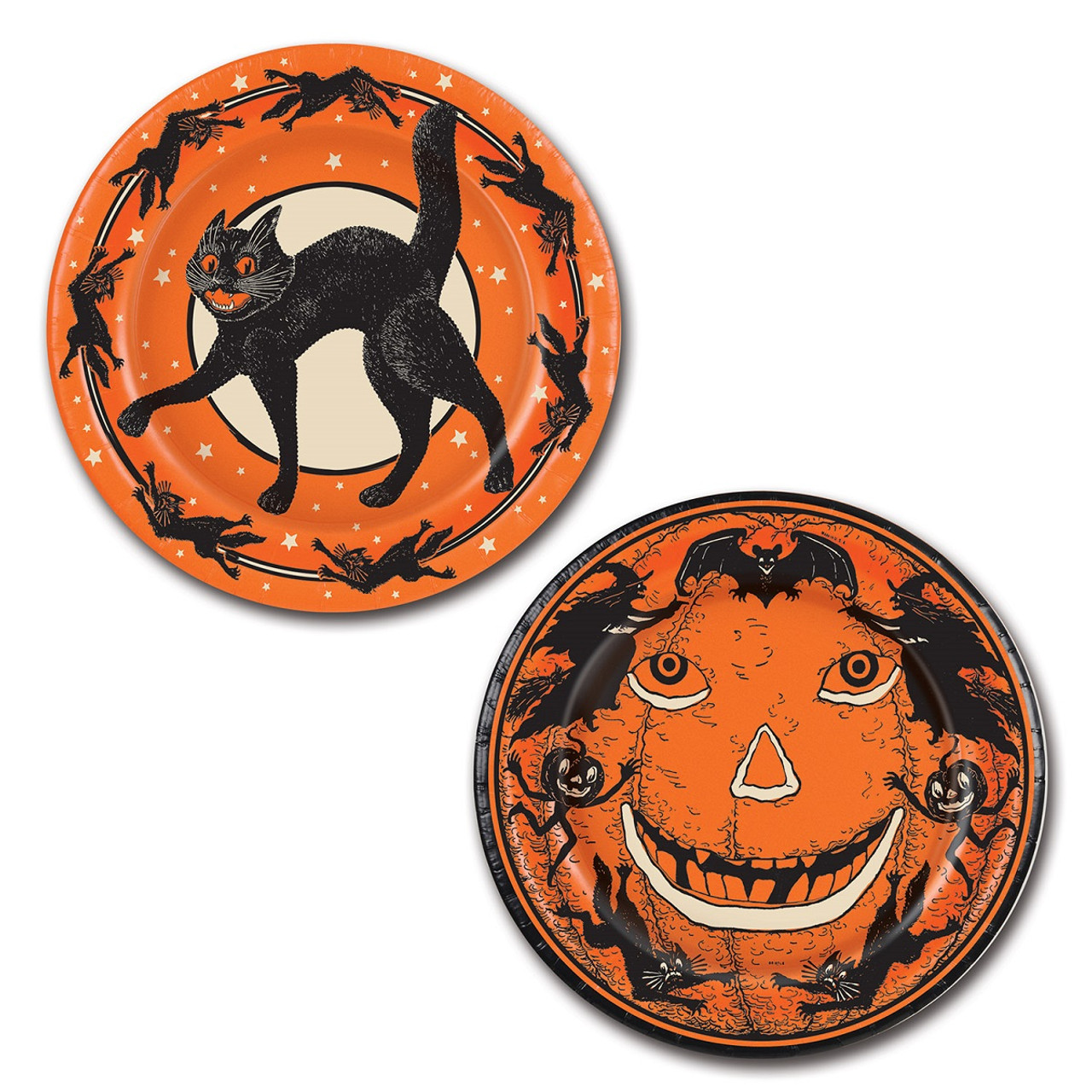 orange and black paper plates