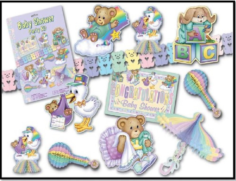 66 Piece Cuddle Time Gender Neutral Baby Shower Party Decorating