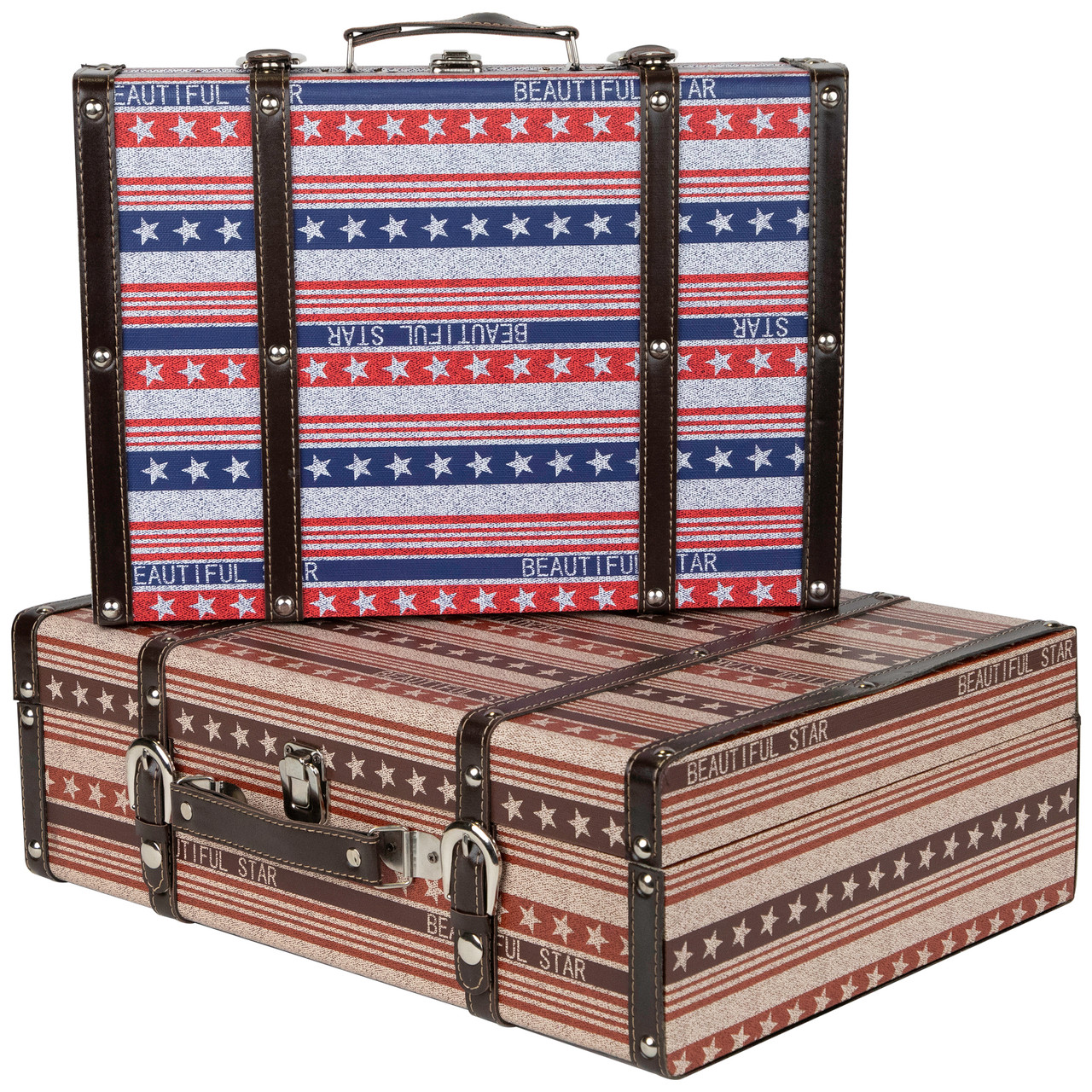 Vintage-Style Beautiful Star Decorative Luggage Trunks - 17.5