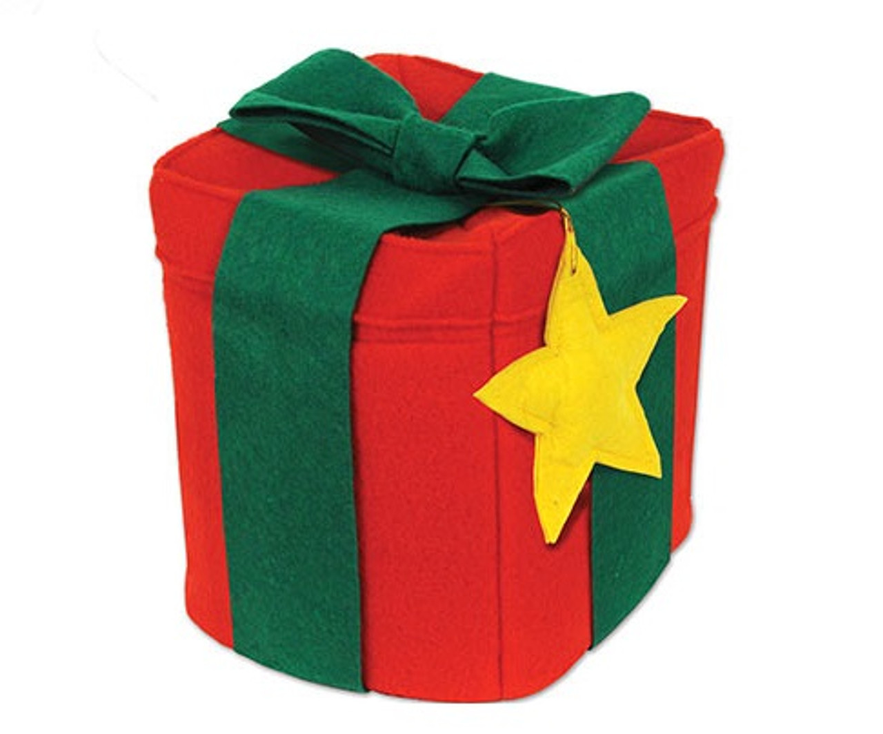 Pack of 6 Red & Green Square Christmas Gift Box Hat Costume Accessories -  One Size