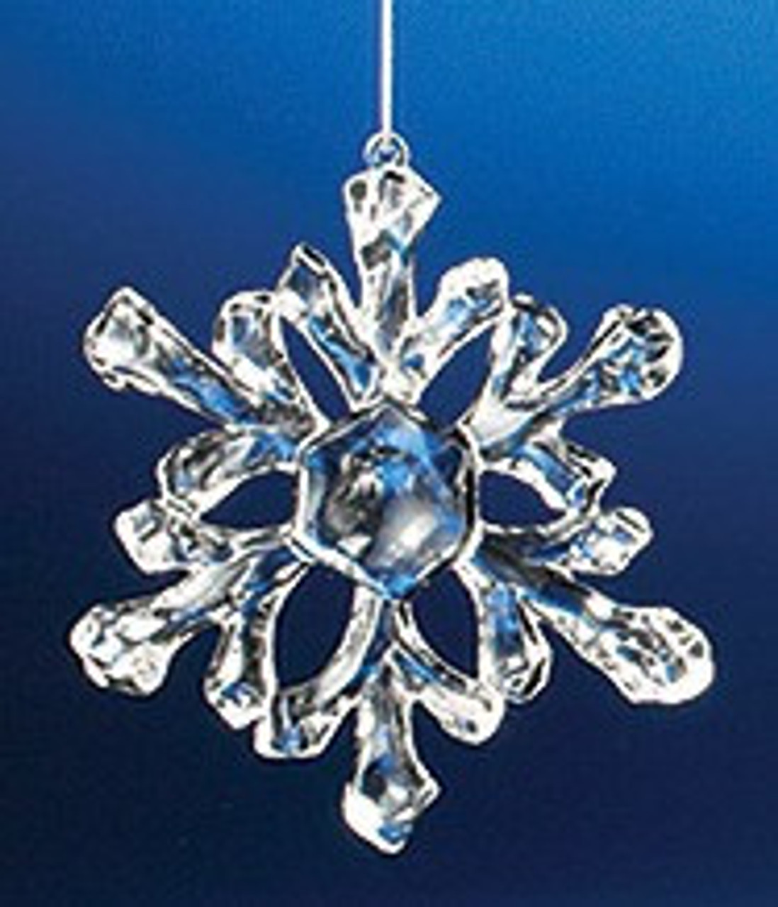 Acrylic Crystal Snowflake Ornaments, 6-inch, 2-piece, Clear/Blue