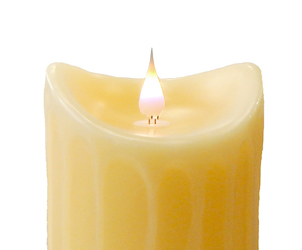 7" Simplux Ivory Flameless LED Lighted Wax Pillar Candle with Moving