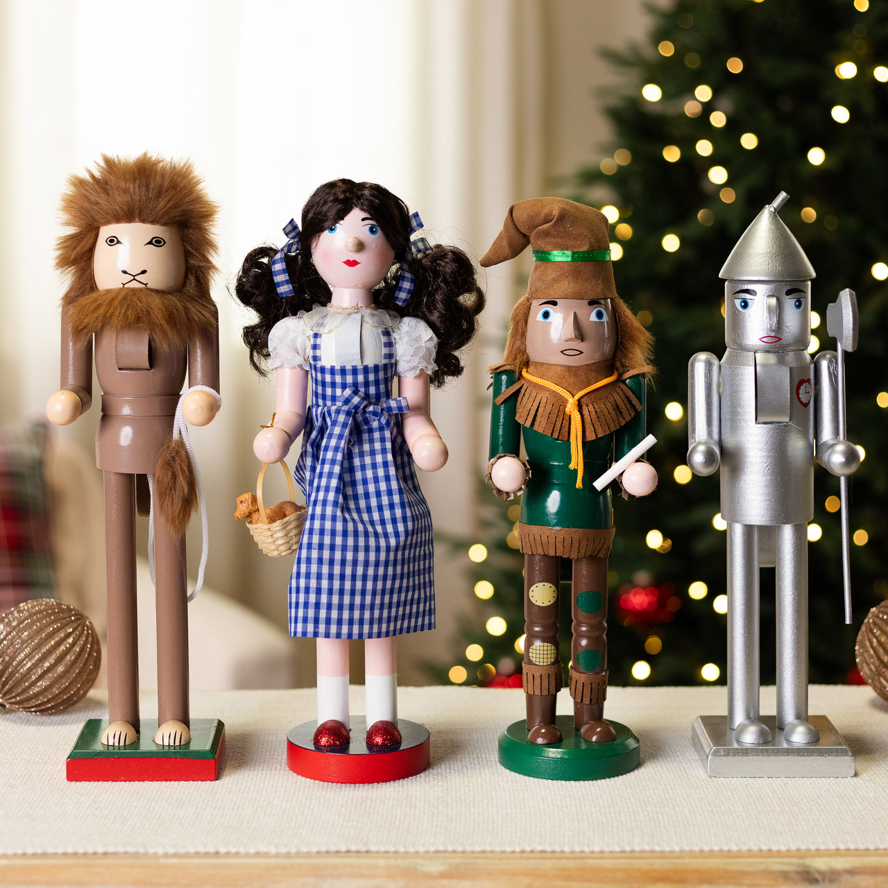 Set of 4 Decorative Wizard of Oz Wooden Christmas Nutcrackers