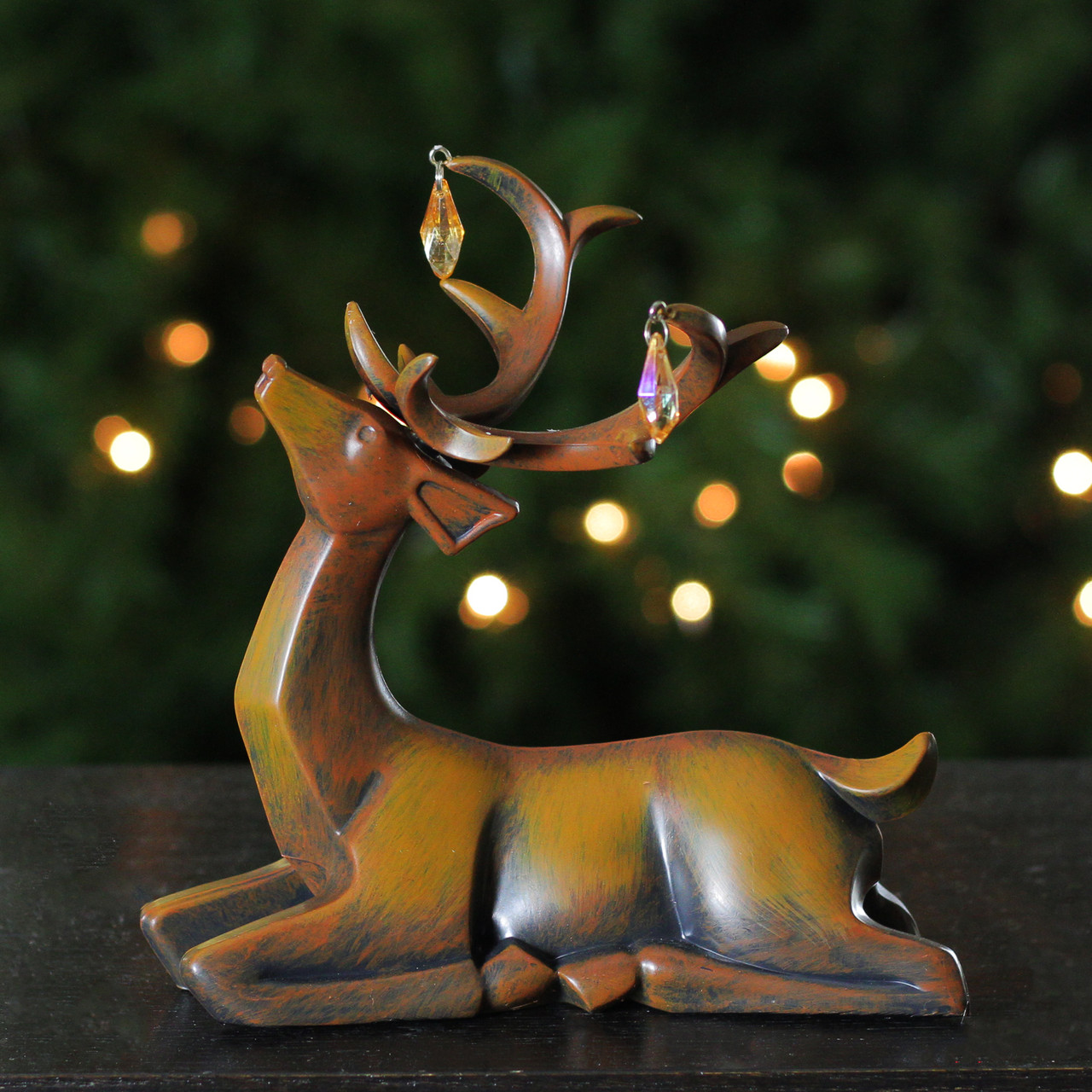 7.5" Brown Laying Deer Christmas Table Top Decoration Christmas Central