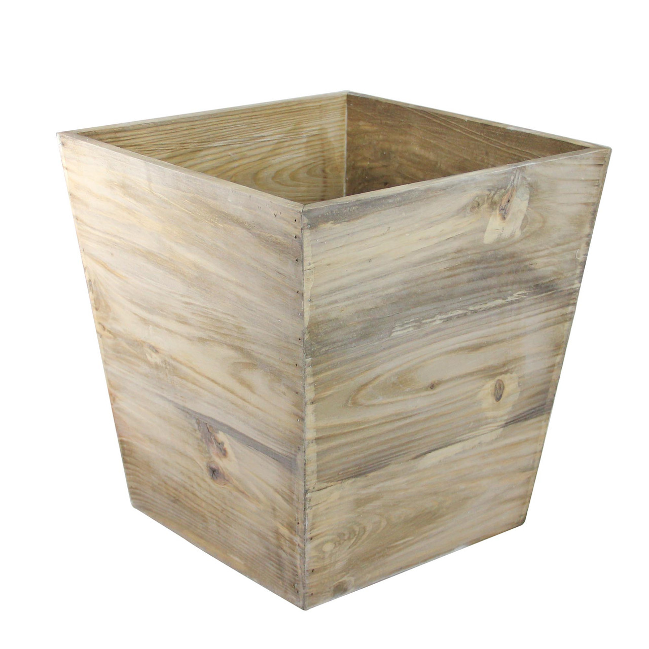 13.75" Country Rustic Natural Wood Storage Bin Container Christmas