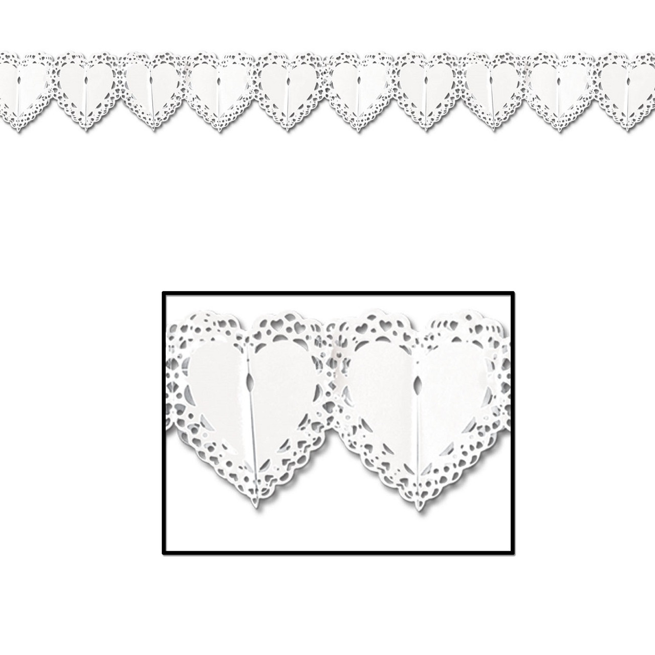 Club Pack of 12 White Wedding Lace Heart Garland Party Decors 12 ...