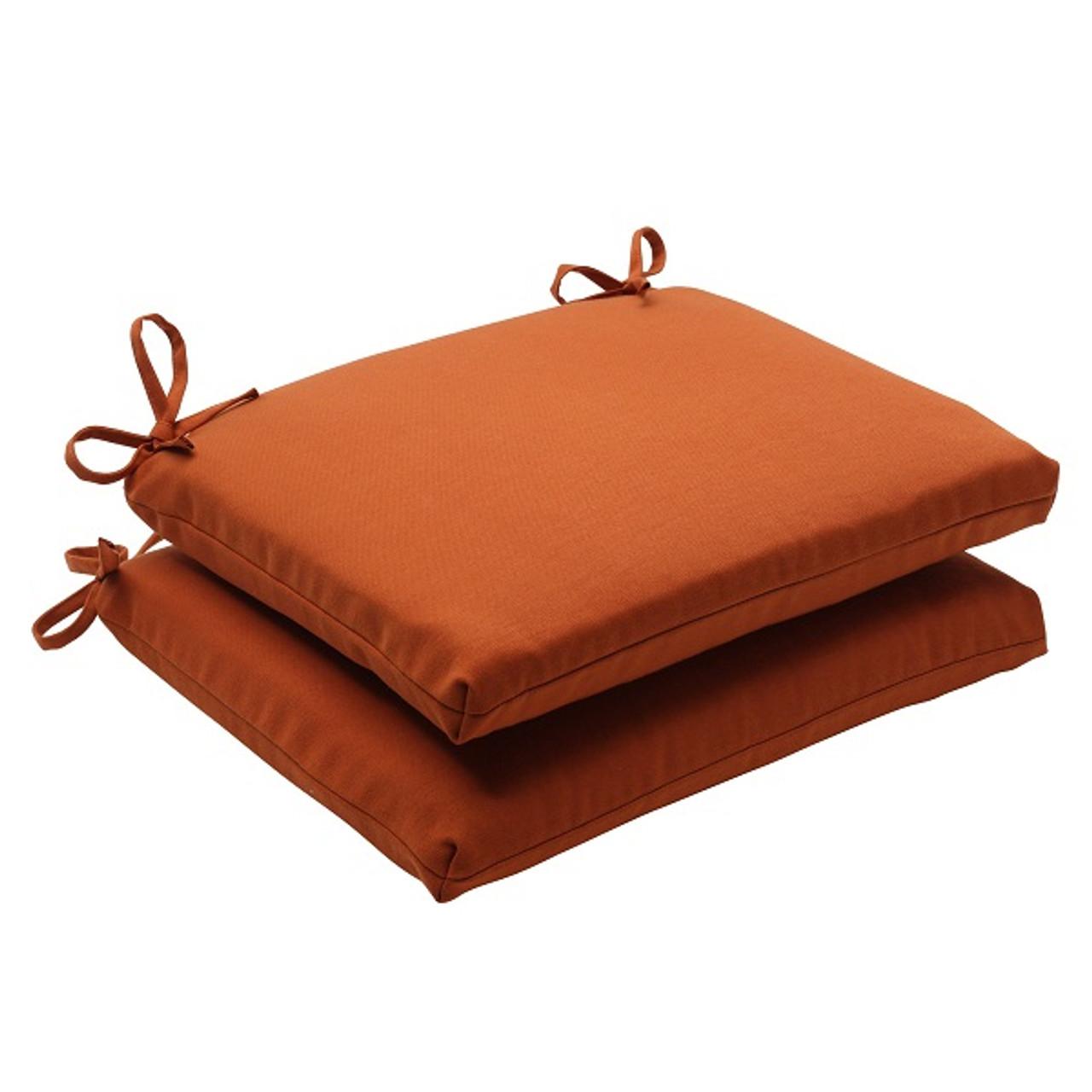 Set of 2 Burnt Orange Solid Outdoor Patio Square Edged Seat