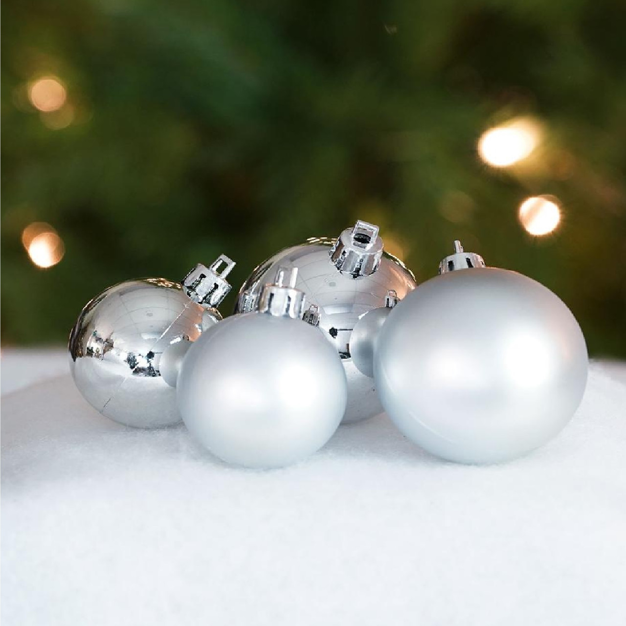 Buy Matte Silver Ball Ornaments Shatterproof Plastic from Lee Display 50mm