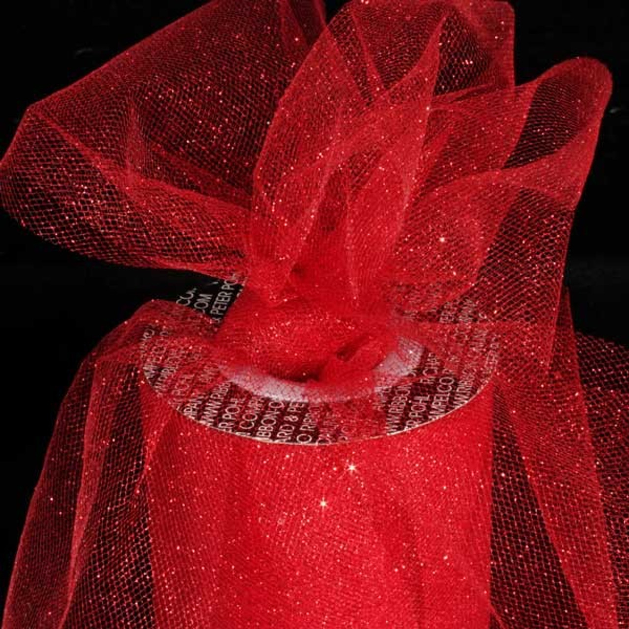 Ruby Red Glitter Contemporary Tulle Craft Ribbon 3 x 220 Yards