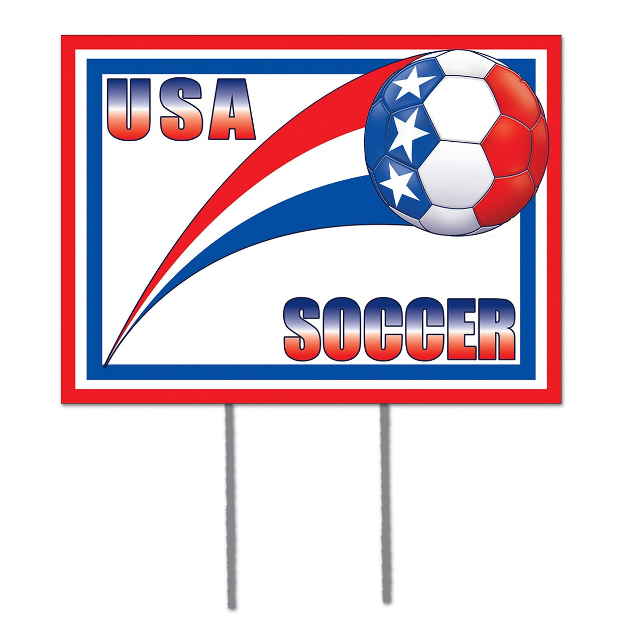 Pack Of 6 Red White Blue Usa Soccer Themed Yard Signs 16
