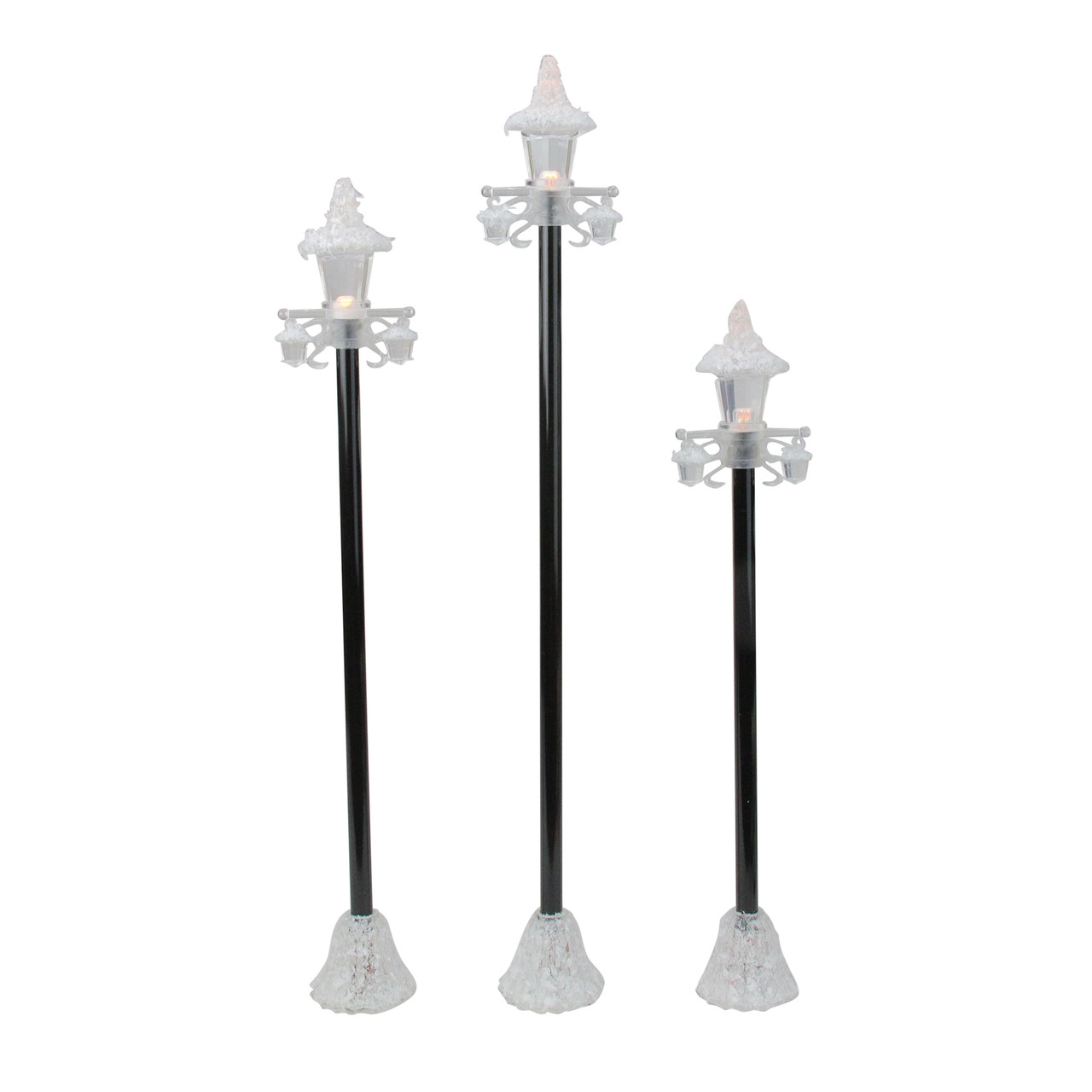 Set Of 3 Led Lighted Victorian Style Christmas Village Lamp Post