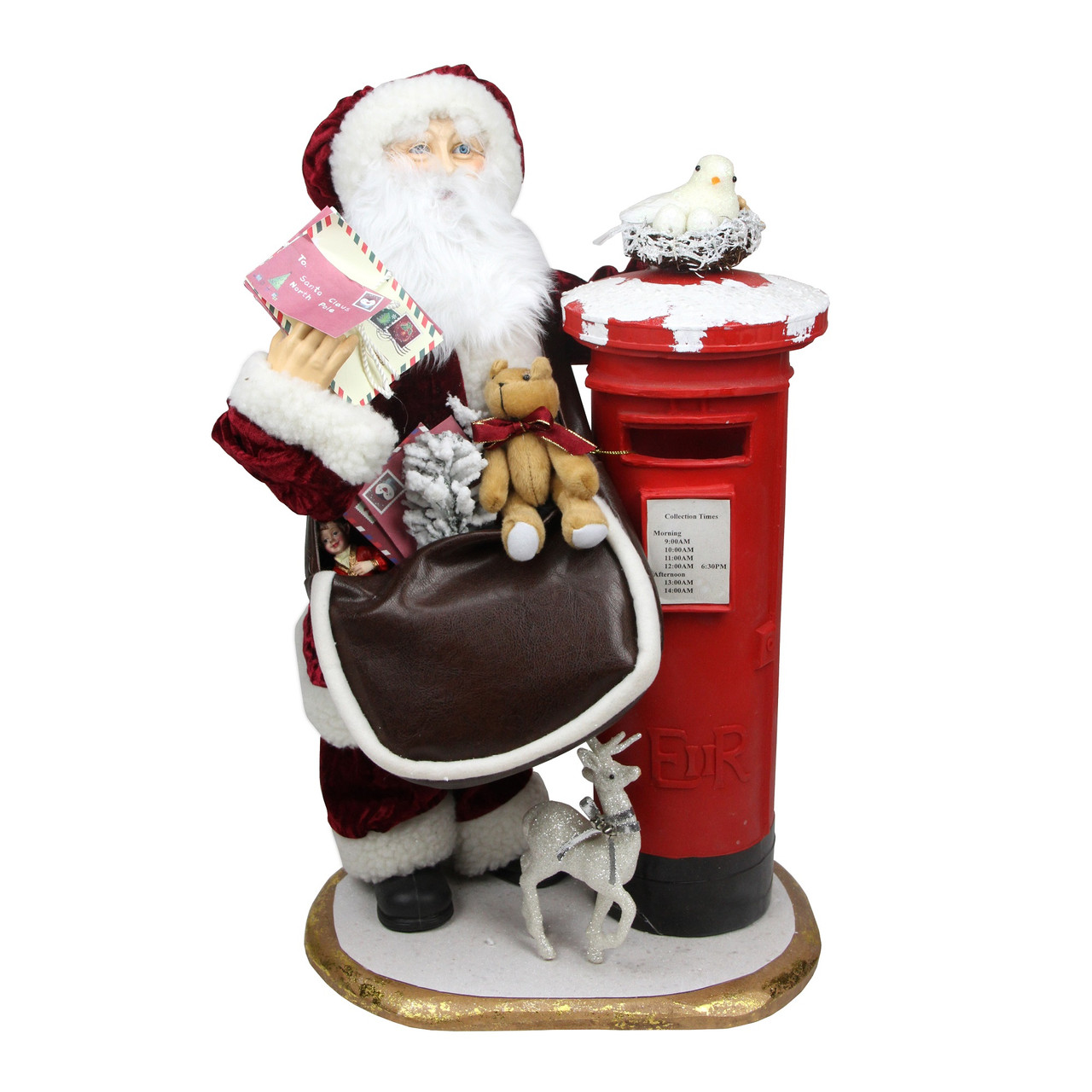 Standing Santa's Mail Christmas Mailbox with Light-Up Wreath