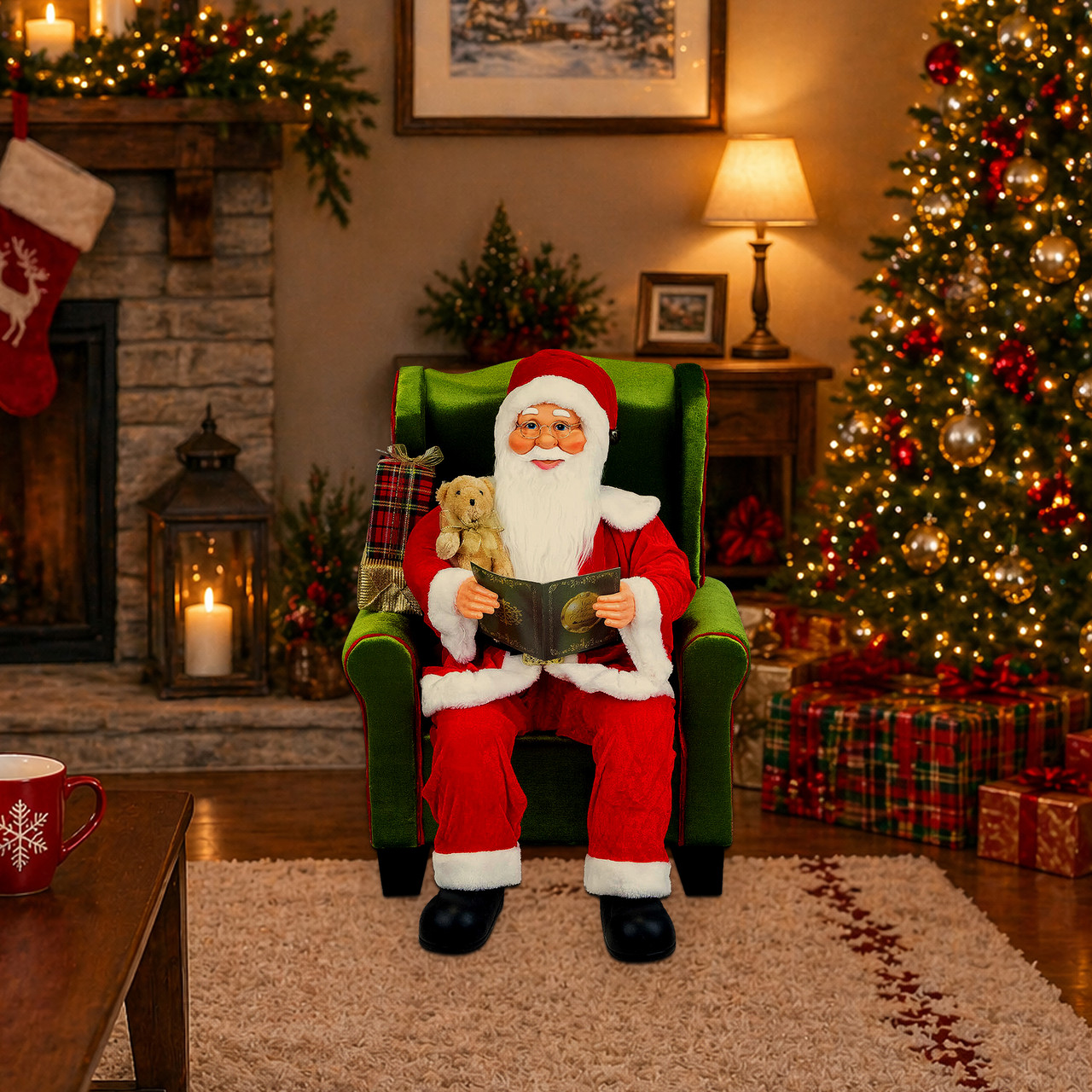 Northlight 32" Santa Claus Sitting in Green Arm Chair Christmas Figure Northlight 32" Santa Claus Sitting in Green Arm Chair Christmas Figure