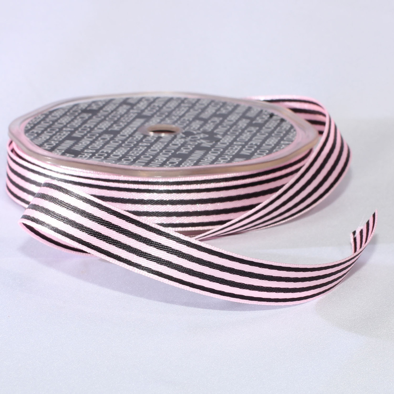 Pink and Black Stripe Craft Ribbon 0.50