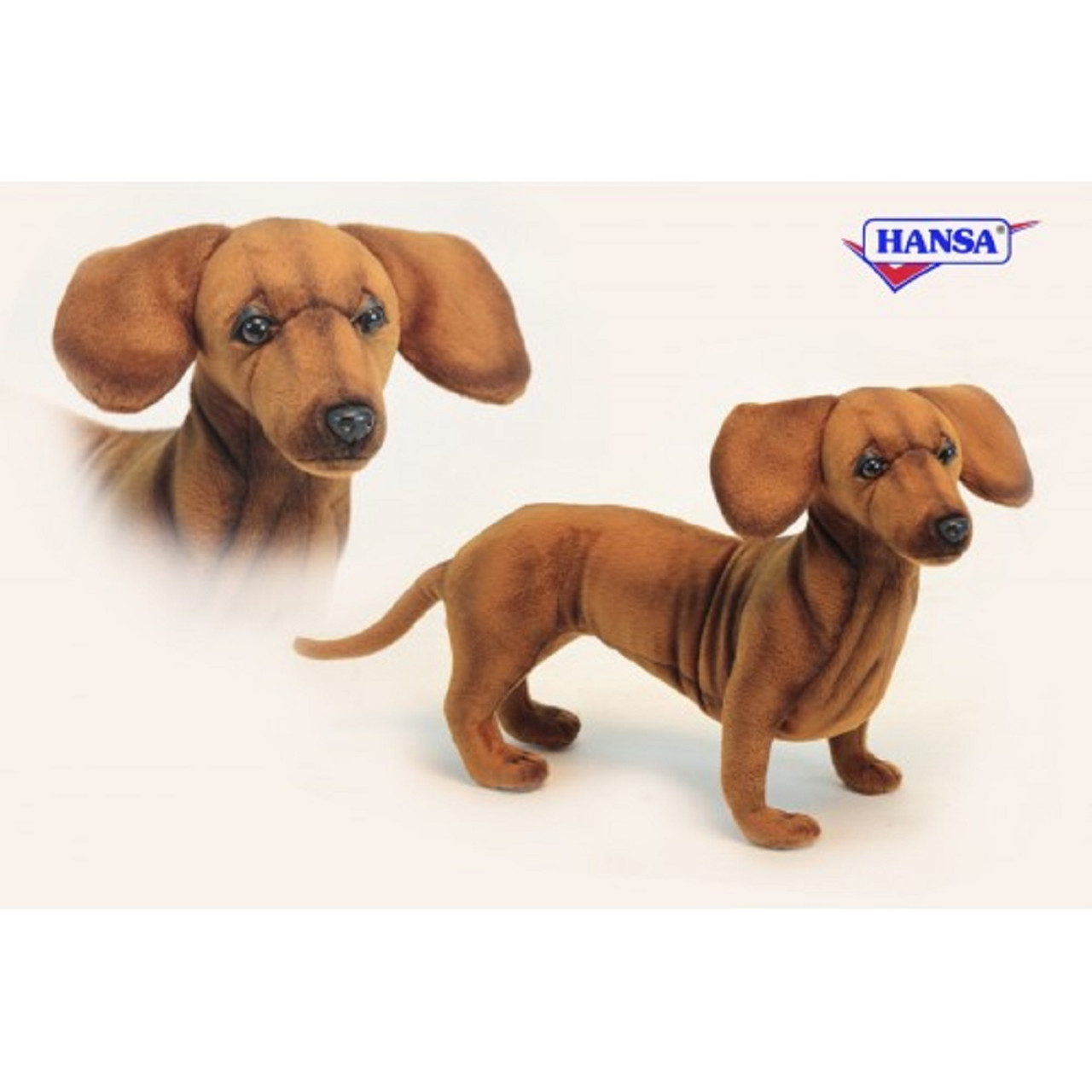 Set of 3 Brown Handcrafted Soft Plush Standing Dachshund Stuffed