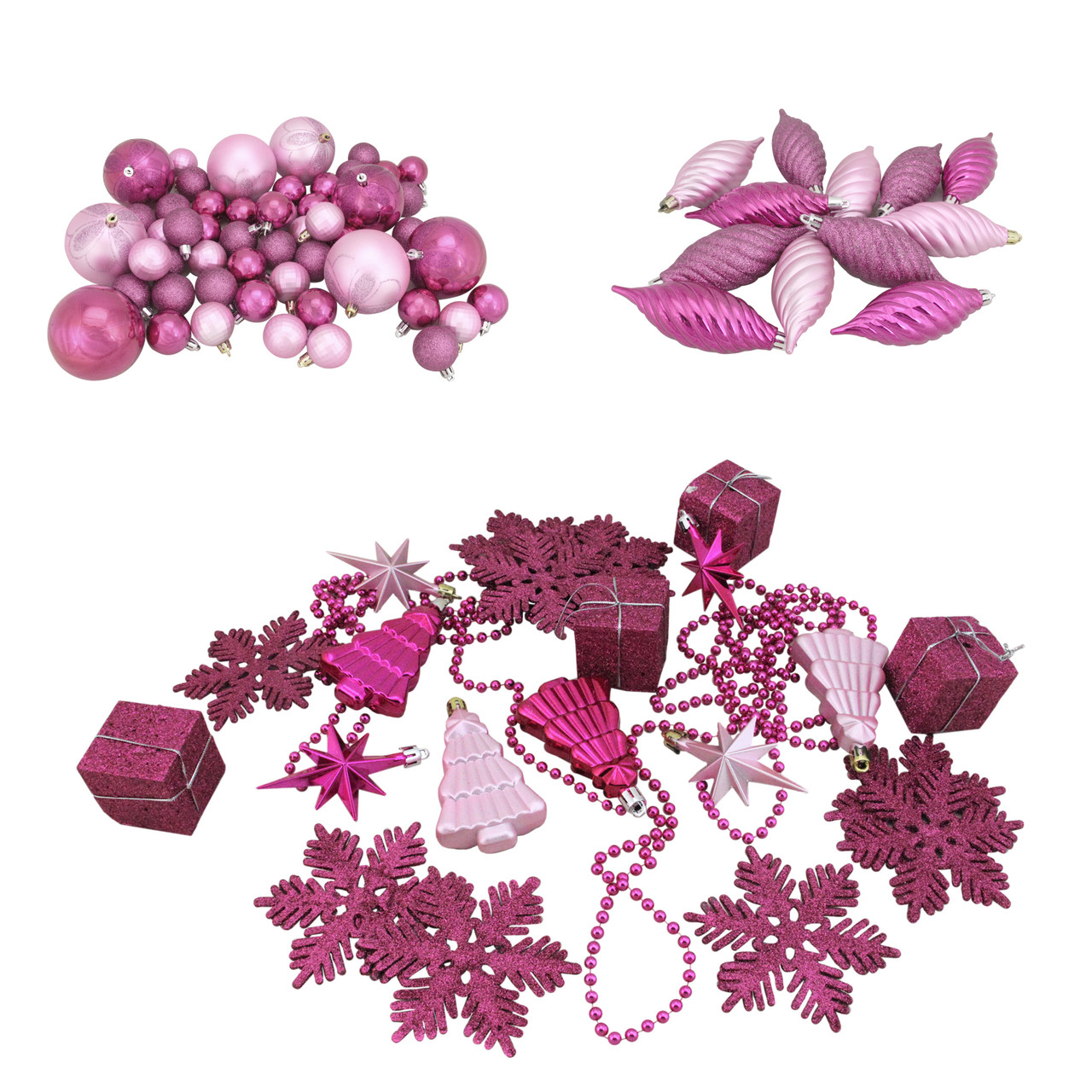 125ct Bubblegum Pink Shatterproof 4 Finish Christmas Ornaments 5 5 140mm Christmas Central