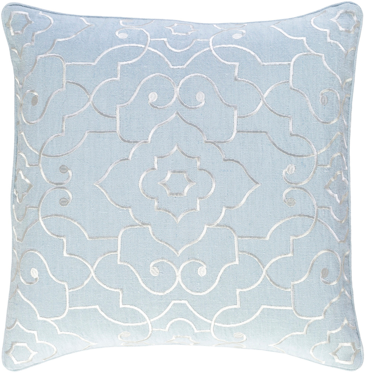 20 Pale Blue White Woven Decorative Throw Pillow Poly Filled